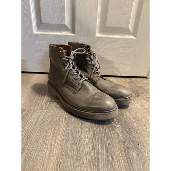 Frye Lace Up Gray 3481599 Leather Boots Men’s Size 11.5 Rubber Sole Grey - Picture 1 of 7